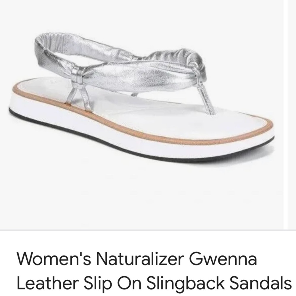 Naturalizer 27 Edit Womens Gwenna Sliver Leather Slingback Sandal